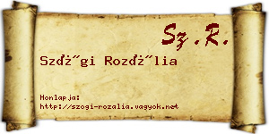 Szögi Rozália névjegykártya